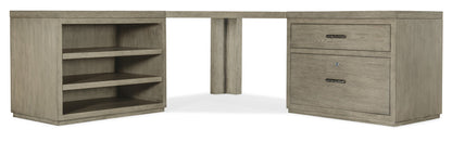 Linville Falls Corner Desk with Lateral File and Open Desk Cabinet