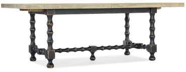 Ciao Bella 84in Trestle Table with 2-18in Leaves-Flaky White/Black