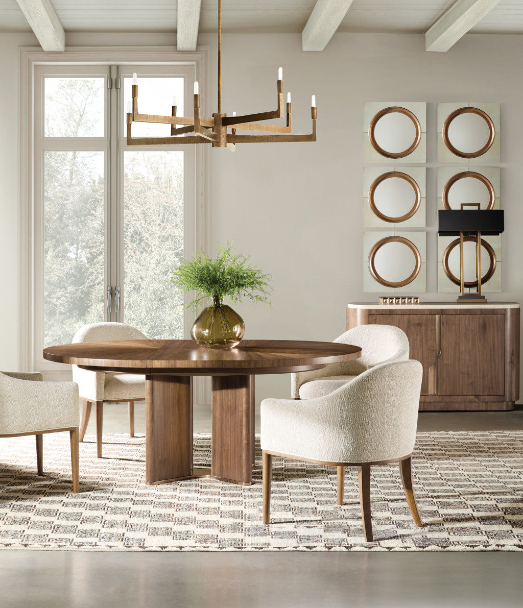 Eleana Round Dining Table with One 20-inch Leaf