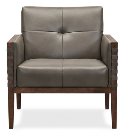 Carverdale Leather Club Chair withWood Frame